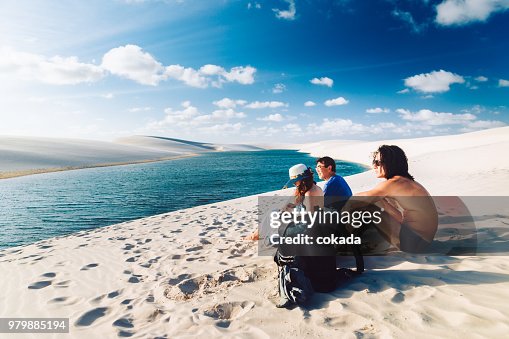 Family enjoying vacations at Lençois Maranhenses